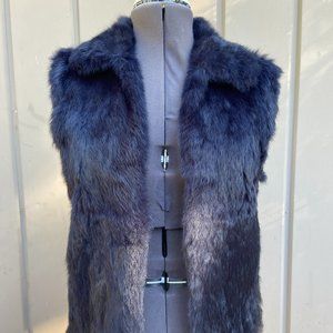 Navy Rabbit Vest by Adrienne Landau